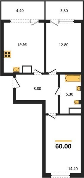 Фото №1: 2-комнатная квартира 64&nbsp;м², 3/18&nbsp;эт. - Краснодар, Карасунский внутригородской округ, мкр. ЖК Первое Место