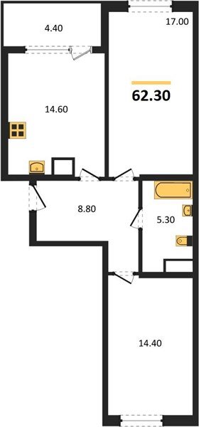 Фото №1: 2-комнатная квартира 64&nbsp;м², 9/18&nbsp;эт. - Краснодар, Карасунский внутригородской округ, мкр. ЖК Первое Место
