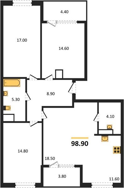 Фото №1: 3-комнатная квартира 103&nbsp;м², 9/18&nbsp;эт. - Краснодар, Карасунский внутригородской округ, мкр. ЖК Первое Место