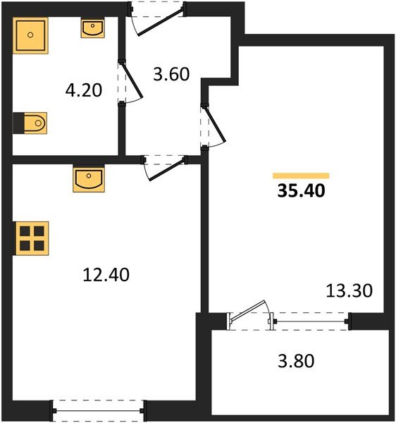 Фото №1: 1-комнатная квартира 37&nbsp;м², 2/18&nbsp;эт. - Краснодар, Карасунский внутригородской округ, мкр. ЖК Первое Место