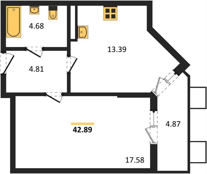 Фото №1: 1-комнатная квартира 43&nbsp;м², 3/8&nbsp;эт. - Северская, мкр. ЖК Цветной Бульвар