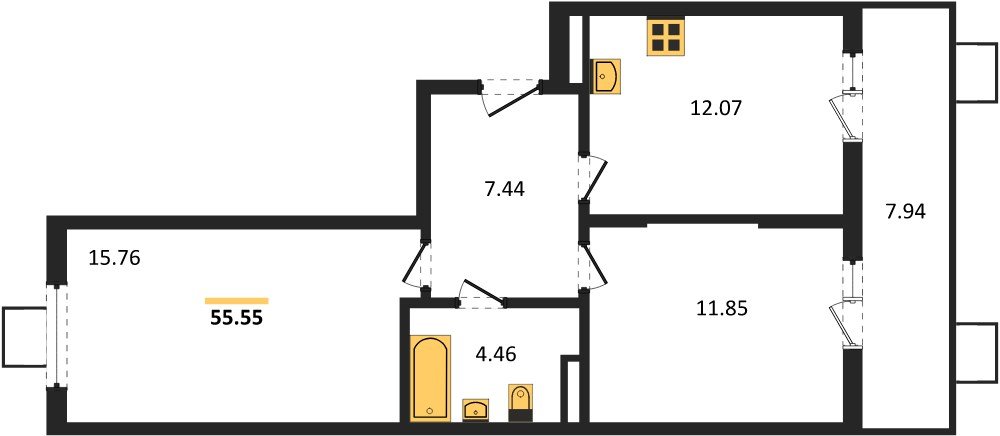 Фото №1: 2-комнатная квартира 56&nbsp;м², 8/8&nbsp;эт. - Северская, мкр. ЖК Цветной Бульвар