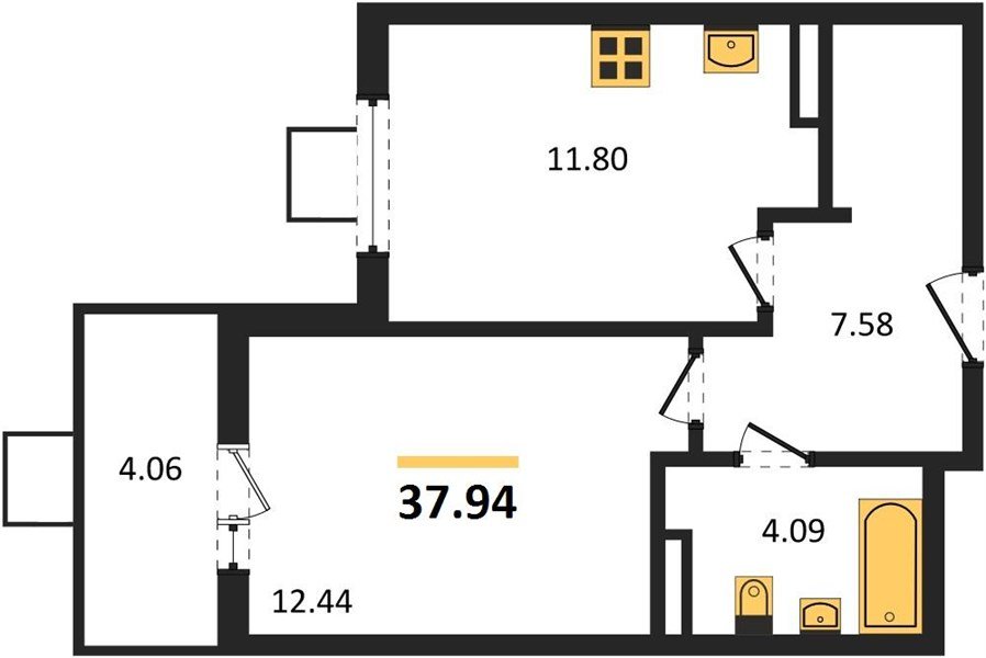 Фото №1: 1-комнатная квартира 38&nbsp;м², 7/8&nbsp;эт. - Северская, мкр. ЖК Цветной Бульвар
