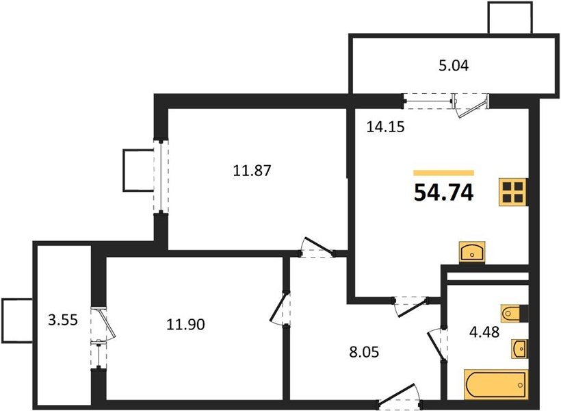 Фото №1: 2-комнатная квартира 55&nbsp;м², 2/8&nbsp;эт. - Северская, мкр. ЖК Цветной Бульвар