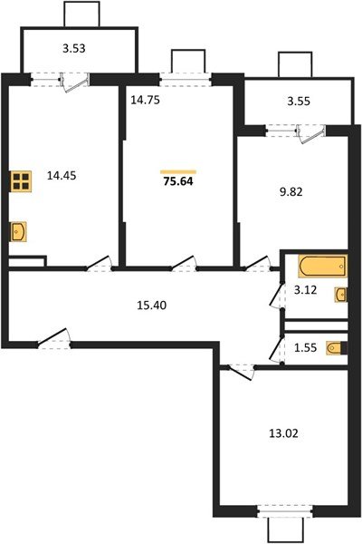 Фото №1: 3-комнатная квартира 76&nbsp;м², 2/8&nbsp;эт. - Северская, мкр. ЖК Цветной Бульвар