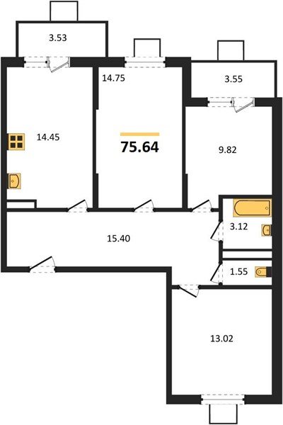 Фото №1: 3-комнатная квартира 76&nbsp;м², 4/8&nbsp;эт. - Северская, мкр. ЖК Цветной Бульвар