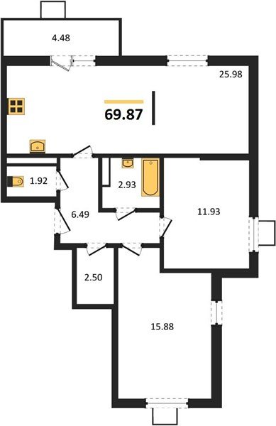 Фото №1: 2-комнатная квартира 70&nbsp;м², 2/8&nbsp;эт. - Северская, мкр. ЖК Цветной Бульвар