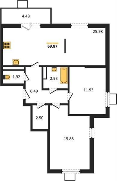 Фото №1: 2-комнатная квартира 70&nbsp;м², 6/8&nbsp;эт. - Северская, мкр. ЖК Цветной Бульвар
