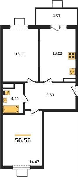 Фото №1: 2-комнатная квартира 57&nbsp;м², 6/8&nbsp;эт. - Северская, мкр. ЖК Цветной Бульвар