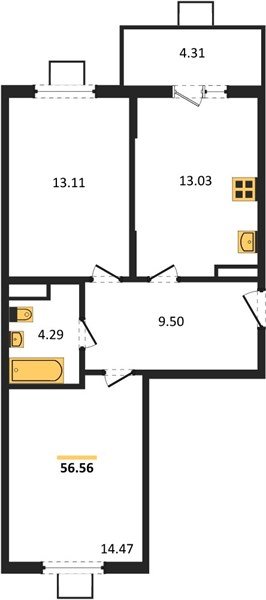 Фото №1: 2-комнатная квартира 57&nbsp;м², 7/8&nbsp;эт. - Северская, мкр. ЖК Цветной Бульвар