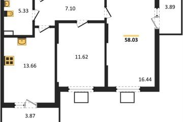 Фото №1: 2-комнатная квартира 58 м², 1/8 эт. - Северская, мкр. ЖК Цветной Бульвар,