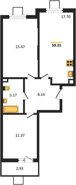 Фото №1: 2-комнатная квартира 59&nbsp;м², 1/8&nbsp;эт. - Северская, мкр. ЖК Цветной Бульвар