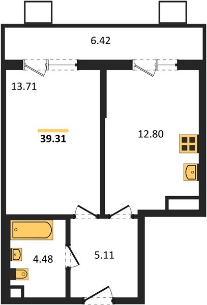 Фото №1: 1-комнатная квартира 39&nbsp;м², 1/8&nbsp;эт. - Северская, мкр. ЖК Цветной Бульвар