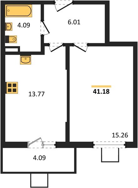 Фото №1: 1-комнатная квартира 41&nbsp;м², 1/8&nbsp;эт. - Северская, мкр. ЖК Цветной Бульвар