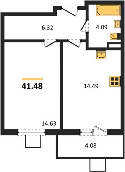 Фото №1: 1-комнатная квартира 41&nbsp;м², 1/8&nbsp;эт. - Северская, мкр. ЖК Цветной Бульвар