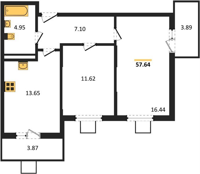Фото №1: 2-комнатная квартира 58&nbsp;м², 6/8&nbsp;эт. - Северская, мкр. ЖК Цветной Бульвар