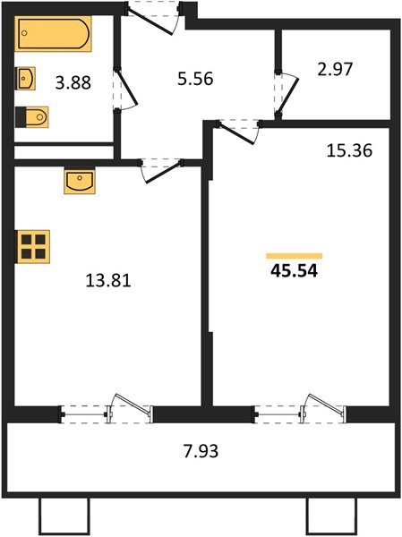 Фото №1: 1-комнатная квартира 45&nbsp;м², 3/8&nbsp;эт. - Северская, мкр. ЖК Цветной Бульвар