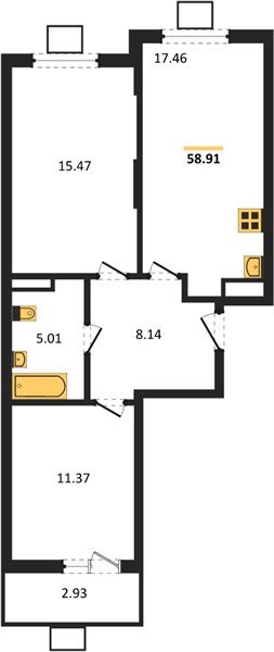 Фото №1: 2-комнатная квартира 59&nbsp;м², 7/8&nbsp;эт. - Северская, мкр. ЖК Цветной Бульвар
