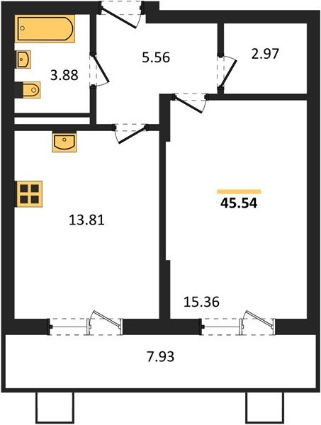 Фото №1: 1-комнатная квартира 46&nbsp;м², 5/8&nbsp;эт. - Северская, мкр. ЖК Цветной Бульвар