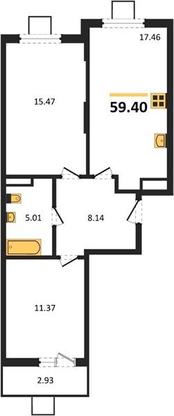 Фото №1: 2-комнатная квартира 59&nbsp;м², 4/8&nbsp;эт. - Северская, мкр. ЖК Цветной Бульвар