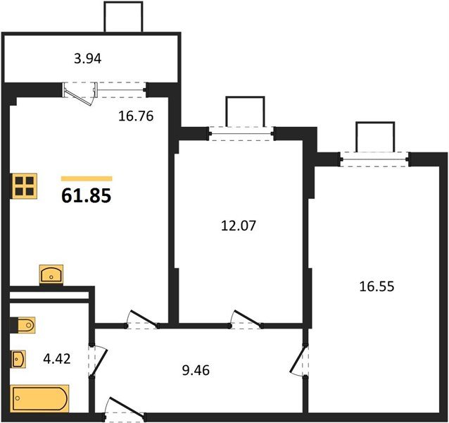 Фото №1: 2-комнатная квартира 61&nbsp;м², 4/8&nbsp;эт. - Северская, мкр. ЖК Цветной Бульвар