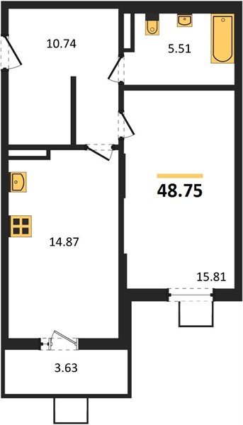 Фото №1: 1-комнатная квартира 49&nbsp;м², 3/8&nbsp;эт. - Северская, мкр. ЖК Цветной Бульвар