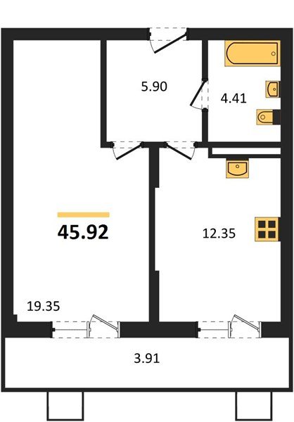 Фото №1: 1-комнатная квартира 46&nbsp;м², 2/8&nbsp;эт. - Северская, мкр. ЖК Цветной Бульвар