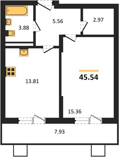 Фото №1: 1-комнатная квартира 45&nbsp;м², 3/8&nbsp;эт. - Северская, мкр. ЖК Цветной Бульвар