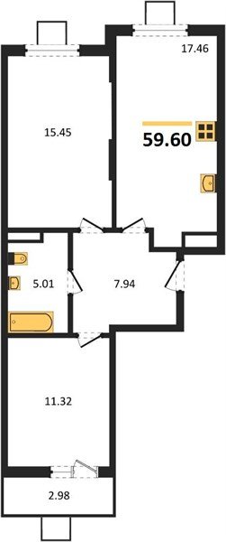 Фото №1: 2-комнатная квартира 59&nbsp;м², 3/8&nbsp;эт. - Северская, мкр. ЖК Цветной Бульвар