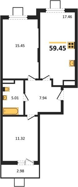 Фото №1: 2-комнатная квартира 59&nbsp;м², 5/8&nbsp;эт. - Северская, мкр. ЖК Цветной Бульвар