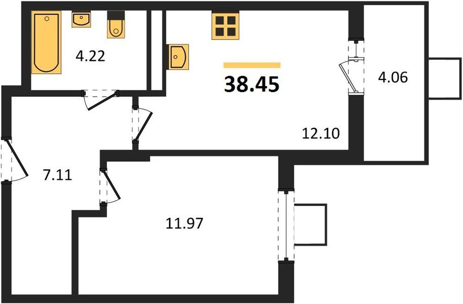 Фото №1: 1-комнатная квартира 38&nbsp;м², 5/8&nbsp;эт. - Северская, мкр. ЖК Цветной Бульвар