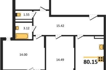 Фото №1: 3-комнатная квартира 80 м², 2/8 эт. - Северская, мкр. ЖК Цветной Бульвар,