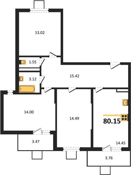 Фото №1: 3-комнатная квартира 80&nbsp;м², 2/8&nbsp;эт. - Северская, мкр. ЖК Цветной Бульвар