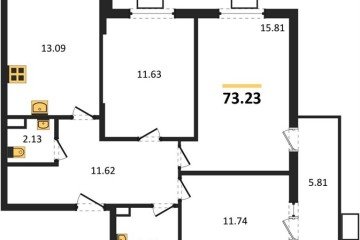 Фото №1: 3-комнатная квартира 74 м², 1/8 эт. - Северская, мкр. ЖК Цветной Бульвар,