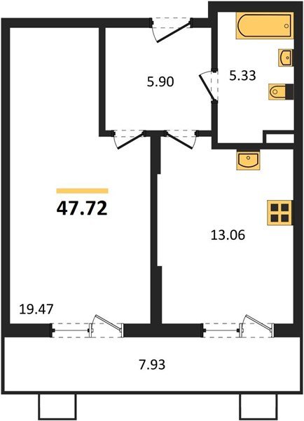 Фото №1: 1-комнатная квартира 48&nbsp;м², 1/8&nbsp;эт. - Северская, мкр. ЖК Цветной Бульвар