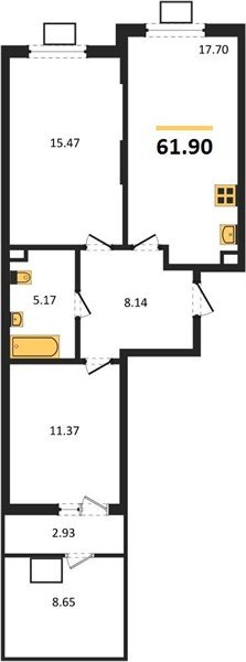 Фото №1: 2-комнатная квартира 62&nbsp;м², 1/8&nbsp;эт. - Северская, мкр. ЖК Цветной Бульвар