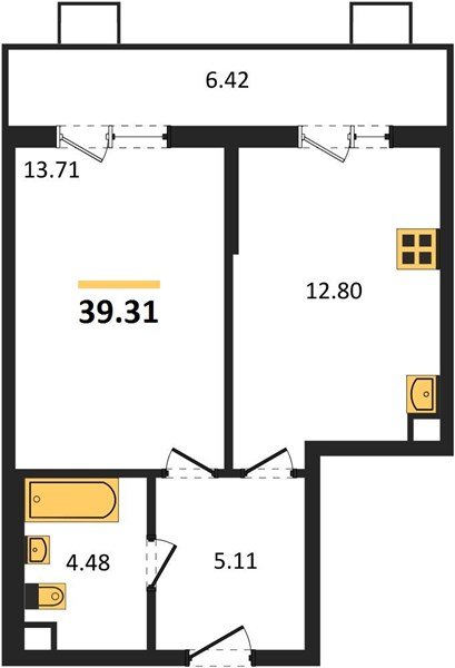 Фото №1: 1-комнатная квартира 39&nbsp;м², 1/8&nbsp;эт. - Северская, мкр. ЖК Цветной Бульвар