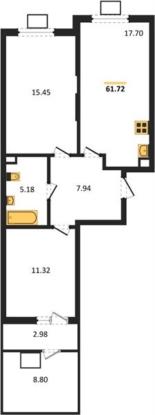 Фото №1: 2-комнатная квартира 62&nbsp;м², 1/8&nbsp;эт. - Северская, мкр. ЖК Цветной Бульвар