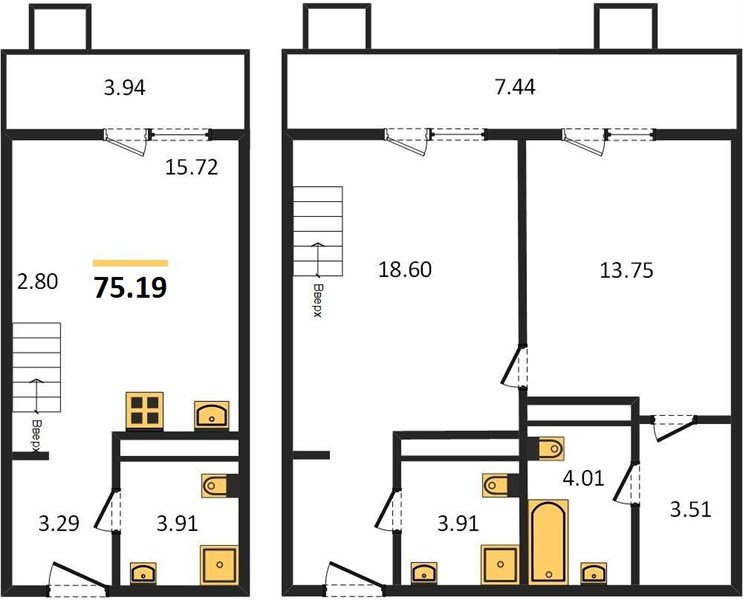 Фото №1: 2-комнатная квартира 75&nbsp;м², 7/8&nbsp;эт. - Северская, мкр. ЖК Цветной Бульвар