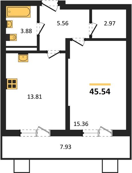 Фото №1: 1-комнатная квартира 45&nbsp;м², 6/8&nbsp;эт. - Северская, мкр. ЖК Цветной Бульвар