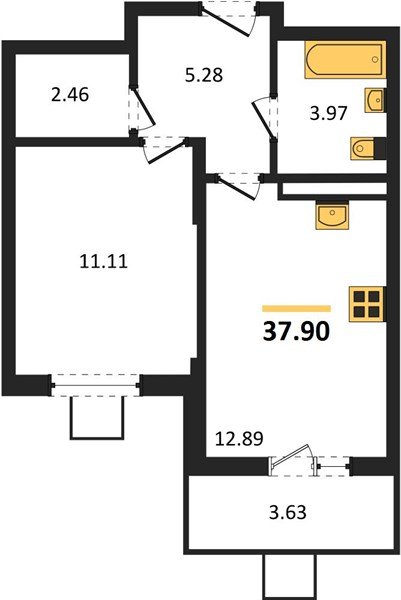 Фото №1: 1-комнатная квартира 37&nbsp;м², 7/8&nbsp;эт. - Северская, мкр. ЖК Цветной Бульвар