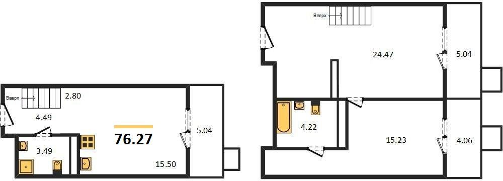 Фото №1: 2-комнатная квартира 76&nbsp;м², 7/8&nbsp;эт. - Северская, мкр. ЖК Цветной Бульвар