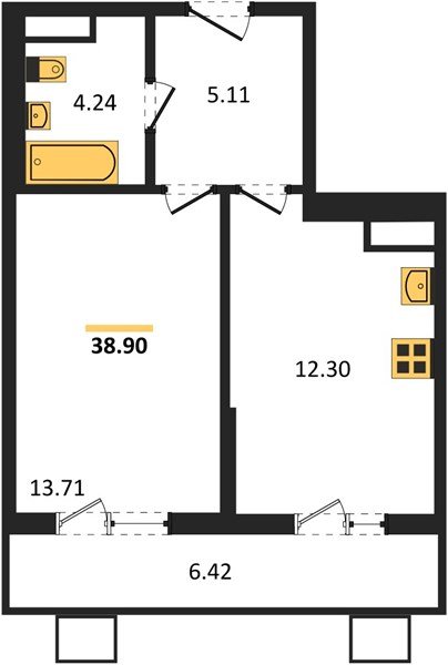 Фото №1: 1-комнатная квартира 38&nbsp;м², 4/8&nbsp;эт. - Северская, мкр. ЖК Цветной Бульвар