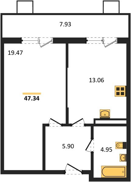 Фото №1: 1-комнатная квартира 47&nbsp;м², 2/8&nbsp;эт. - Северская, мкр. ЖК Цветной Бульвар