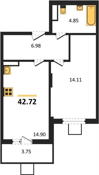 Фото №1: 1-комнатная квартира 42&nbsp;м², 3/8&nbsp;эт. - Северская, мкр. ЖК Цветной Бульвар