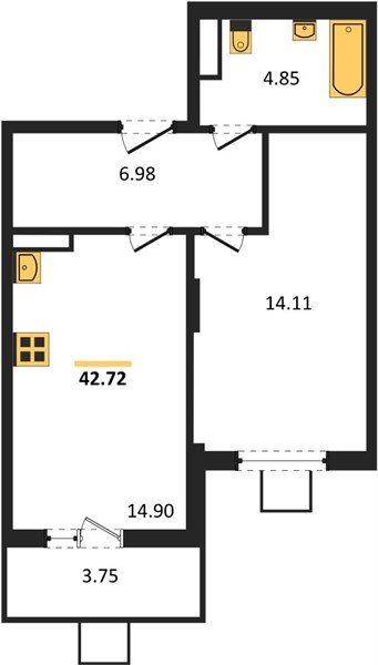 Фото №1: 1-комнатная квартира 42&nbsp;м², 5/8&nbsp;эт. - Северская, мкр. ЖК Цветной Бульвар