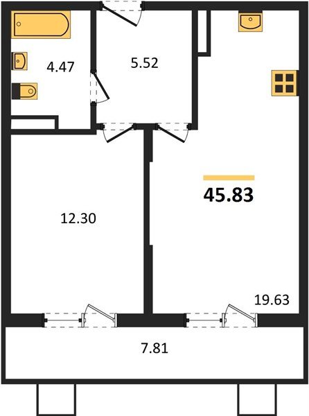 Фото №1: 1-комнатная квартира 45&nbsp;м², 2/8&nbsp;эт. - Северская, мкр. ЖК Цветной Бульвар
