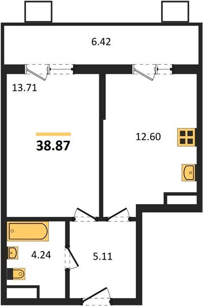 Фото №1: 1-комнатная квартира 38&nbsp;м², 3/8&nbsp;эт. - Северская, мкр. ЖК Цветной Бульвар