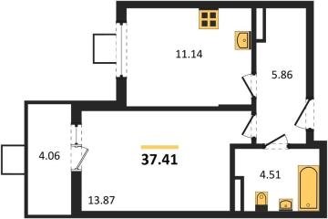 Фото №1: 1-комнатная квартира 37&nbsp;м², 2/8&nbsp;эт. - Северская, мкр. ЖК Цветной Бульвар, 