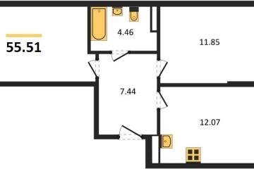 Фото №1: 2-комнатная квартира 55&nbsp;м², 4/8&nbsp;эт. - Северская, мкр. ЖК Цветной Бульвар, 